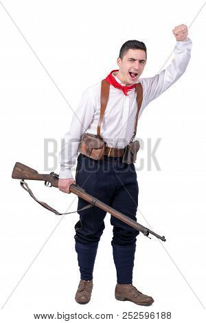 A Retro French Patriot On The White Background