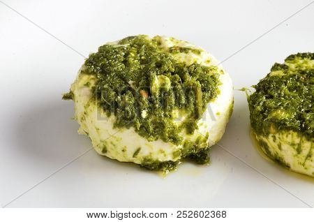 Cheese Platter, Variety Of Piedmont Italy Cheeses, Green Sauce.