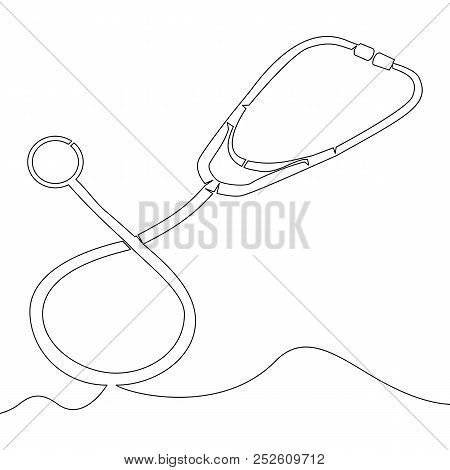 Continuous One Line Drawn Design Stethoscope Vector Illustration