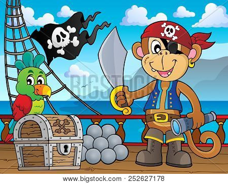 Pirate Monkey Topic 2 - Eps10 Vector Picture Illustration.