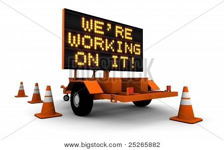 Vi arbejder på det! -Byggeri tegn