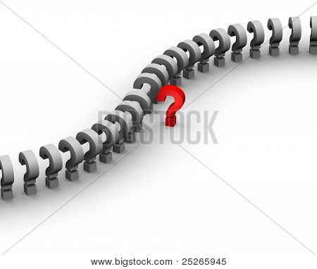 Spørgsmålstegnet. række - en rød
