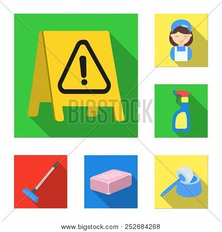 Cleaning And Maid Flat Icons In Set Collection For Design. Equipment For Cleaning Vector Symbol Stoc