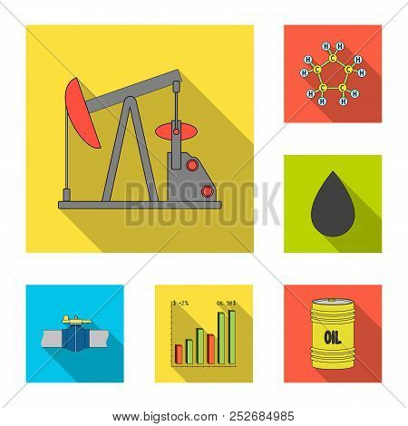 Oil Industry Flat Icons In Set Collection For Design. Equipment And Oil Production Vector Symbol Sto