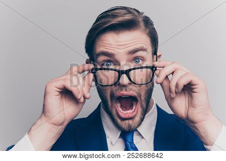 Problem Trouble Terrified Emotion Expressing People Person Investor Profit Concept. Close Up Portrai