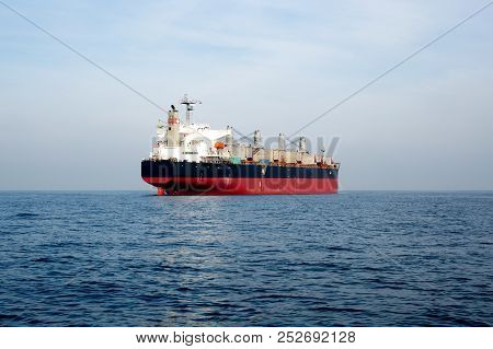 Oil And Gas Tanker Ship In The Ocean.