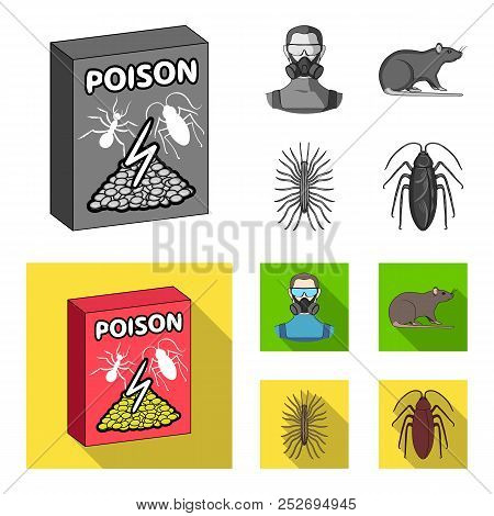 Staff, Packing With Poison And Pests Monochrome, Flat Icons In Set Collection For Design. Pest Contr