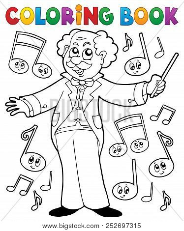 Coloring Book Music Maestro - Eps10 Vector Picture Illustration.