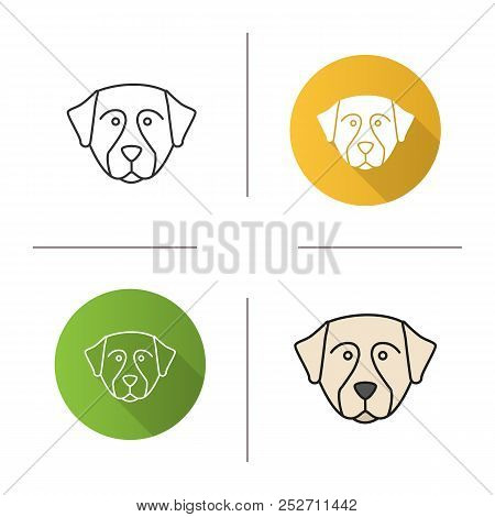 Bernese Mountain Dog Icon. Sennenhund Dog. Flat Design, Linear And Color Styles. Isolated Vector Ill