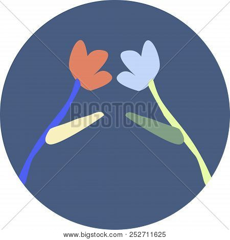 Icon Of Two Frower On Dark Background Vector Illustration
