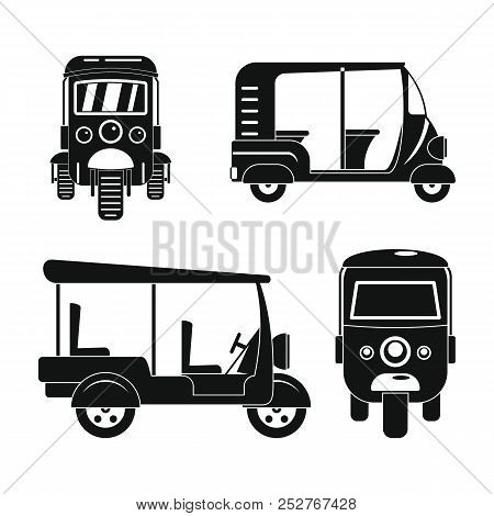 Tuk Rickshaw Thailand Icons Set. Simple Illustration Of 4 Tuk Rickshaw Thailand Icons For Web