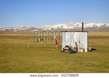 The Ger Camp In A Large Meadow At Song Kul Lake ,  Naryn Of Kyrgyzstan
