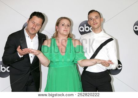 LOS ANGELES - AUG 7:  Val Chmerkovskiy, Mandy Moore, Adam Rippon at the ABC TCA Party- Summer 2018 at the Beverly Hilton Hotel on August 7, 2018 in Beverly Hills, CA