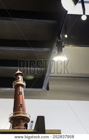 Lighthouse Ceramic Decorated On Shelf, Stock Photo