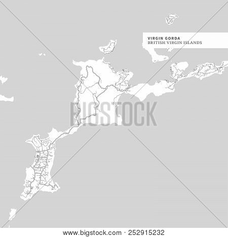 Map Of Virgin Gorda Island, british Virgin Islands, Contains Geography Outlines For Land Mass, Water