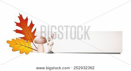 Autumn Note Leaf And Mushroom Vector Illustration Eps10
