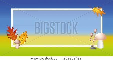Autumn Template Leaves And Mushrooms Vector Illustration Eps10