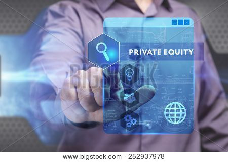 Business, Technology, Internet And Network Concept. Young Businessman Working On A Virtual Screen Of