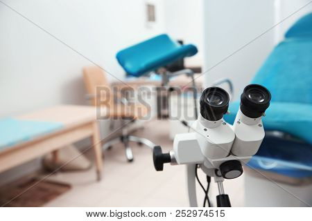 New Colposcope In Gynecologist Office. Health Checkup