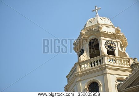 Manila, Ph - Oct. 5: Minor Basilica Of The Black Nazarene Or Also Known As Quiapo Church Bell Tower 