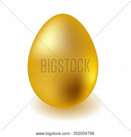 Golden Easter Egg Isolated On White Background.