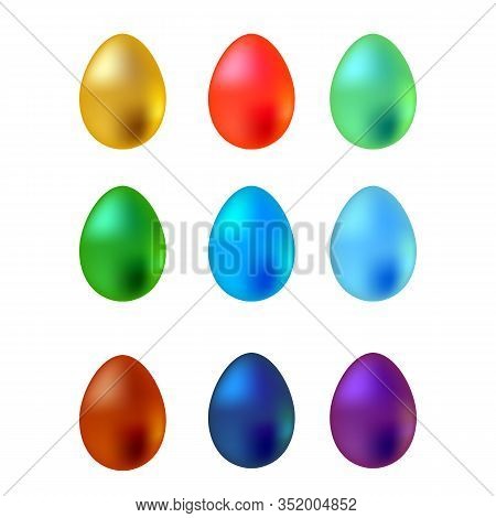 Set Easter Egg Isolated On White Background.