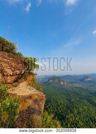 Khao Ngon Nak Nature Trail Krabi Thailand Or Dragon Crest, Man Climbed To A Viewpoint On The Top Of 