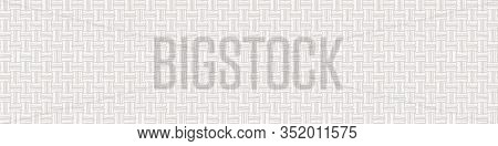 Cream Gray Vector French Linen Texture Banner Background. Old Ecru Flax Fibre Seamless Border Patter