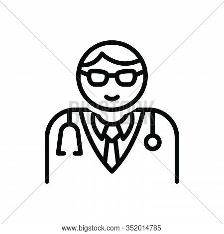 Black Line Icon For Medical-assistance-man Doctor Physician Provider Helthcare Stethoscope Medical S