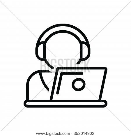 Black Line Icon For Operator Directional Interface Headphone Telemarketing Machinist Endorsement Cou