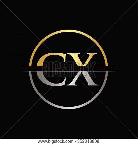 Initial Gold and Silver Color CX Letter Logo Typography Vector Template. Creative Abstract Letter CX Logo Design
