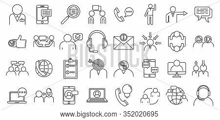 Advice Communication Icons Set. Outline Set Of Advice Communication Vector Icons For Web Design Isol