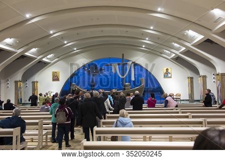Migdal Haemek, Israel, January 26, 2020: The Church In Magdala On The Galilee Lake (tiberiacki Lake)