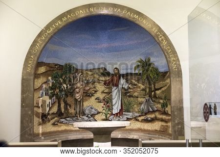 Magdala, Israel, January 26, 2020: Side Altar In The Church In Magdala On The Galilee Lake (tiberiac
