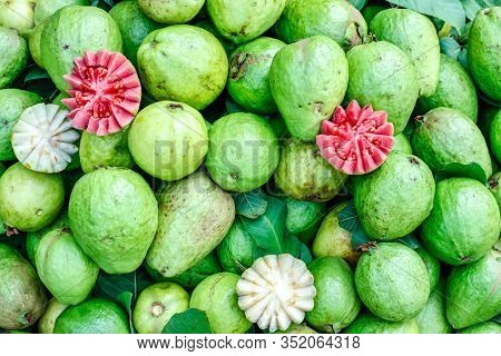 Fresh Guava Bunch In Indian Fruit Market