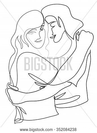 Continuous Line Drawing Of Women Friends Hugging Each Other
Illustraton Of Firendship.