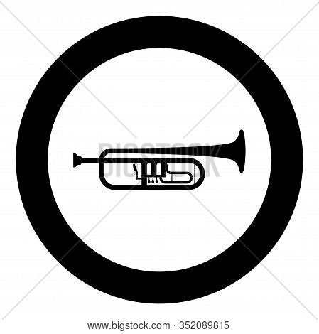 Trumpet Clarion Music Instrument Icon In Circle Round Black Color Vector Illustration Flat Style Sim