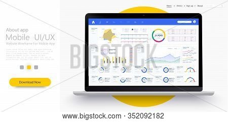 Dashboard, Great Design For Any Site Purposes. Business Infographic Template. Vector Flat Illustrati