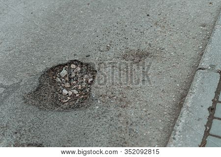Road hole for cars, broken road crash