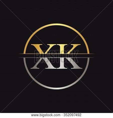 Creative Letter XK Logo Vector With Gold and Silver Colors. Abstract Linked Letter XK Logo Design