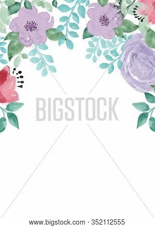 Greeting Card With Watercolor Flowers In Png Format On A Transparent Background.  Illustration.