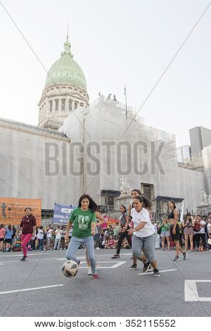 Capital Federal, Buenos Aires / Argentina; Feb 19, 2020: Day Of Activities In Support Of The Law Of 