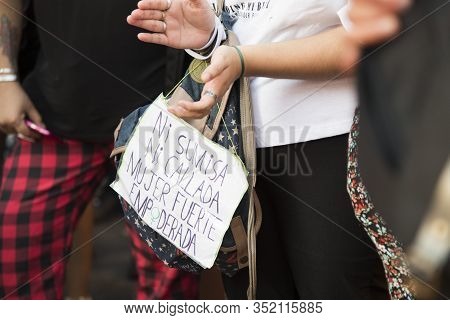 Capital Federal, Buenos Aires / Argentina; Feb 19, 2020: Detail Of A Rally In Support Of Legal Abort