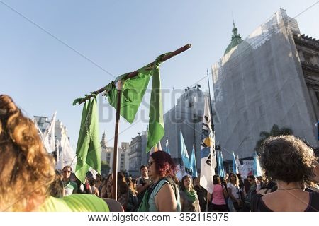Capital Federal, Buenos Aires / Argentina; Feb 19, 2020: Rally In Favor Of Legal, Safe And Free Abor