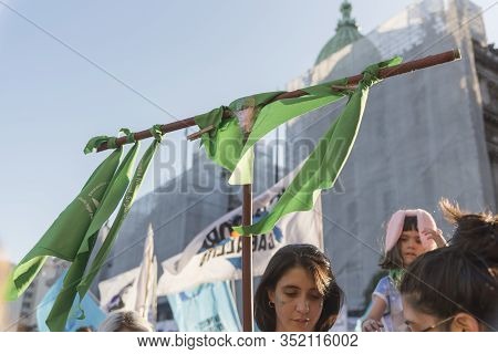 Capital Federal, Buenos Aires / Argentina; Feb 19, 2020: Rally In Favor Of Legal, Safe And Free Abor