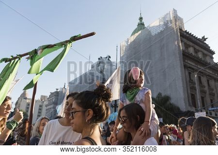 Capital Federal, Buenos Aires / Argentina; Feb 19, 2020: Rally In Favor Of Legal, Safe And Free Abor