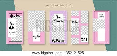 Modern Stories Vector Background. Blogger Hipster Design, Social Media Kit Template. Online Shop Ric