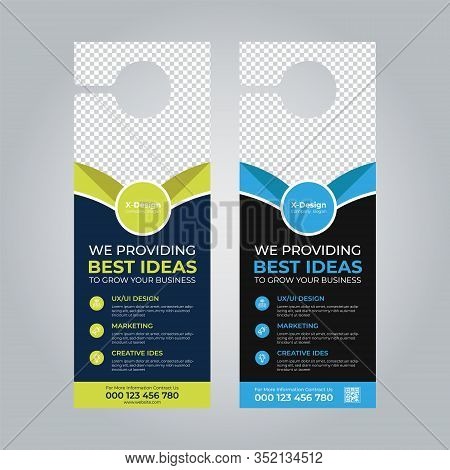 Vector Realistic Paper Door Hanger. Door Hanger  Design Template For Corporate Office