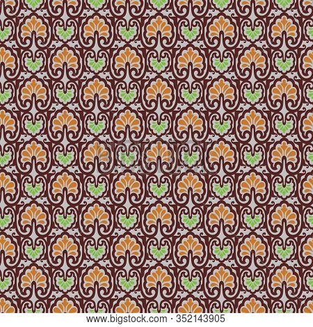 Seamless Pattern & Geometric Motifs In Grey Background
