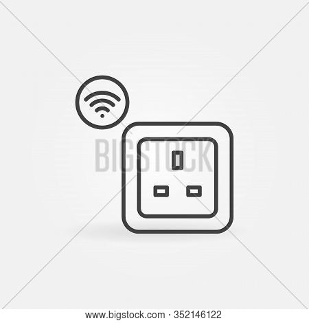 Uk Wi-fi Smart Socket Vector Outline Icon Or Logo Element
